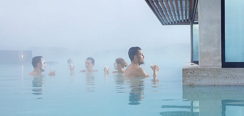 Blue Lagoon people bathing